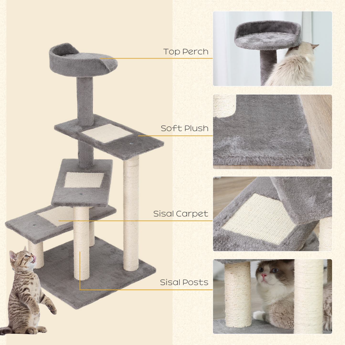 PawHut Cat Tree for Indoor Cats Kitten Scratch Scratching Centre