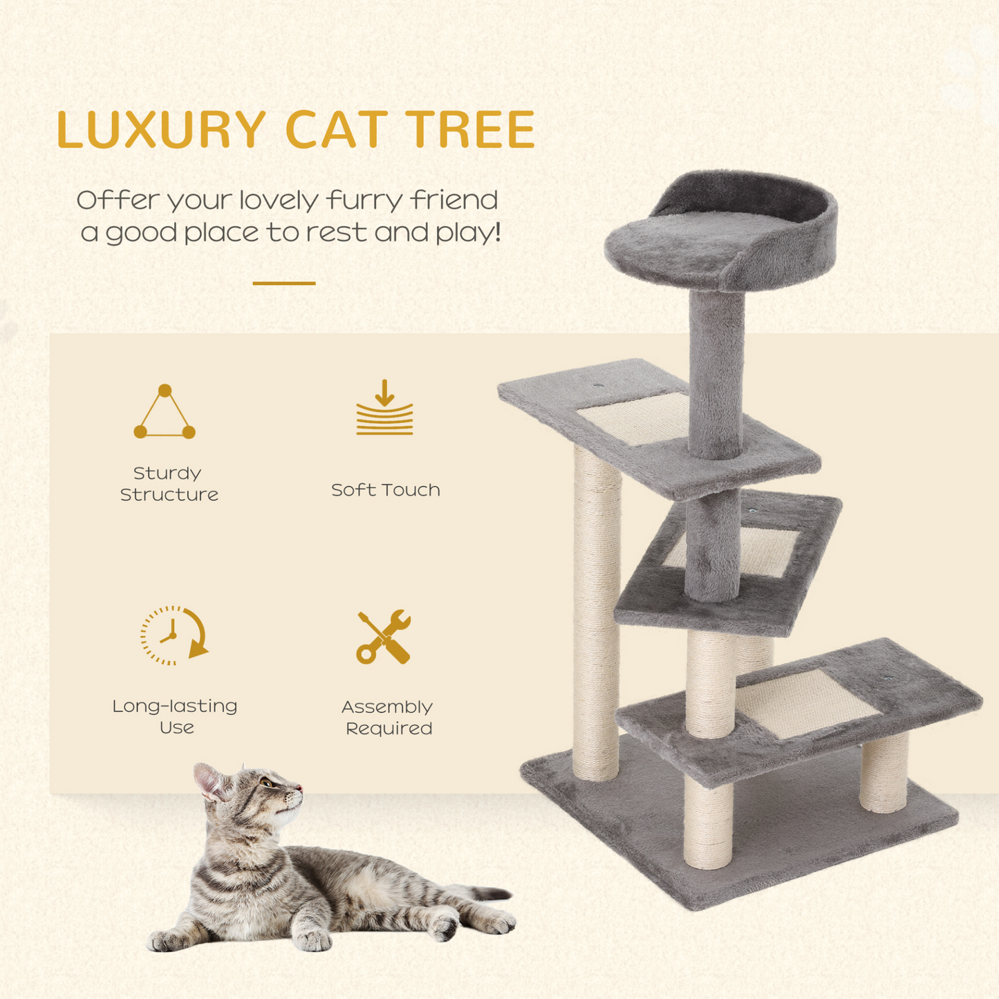 PawHut Cat Tree for Indoor Cats Kitten Scratch Scratching Centre