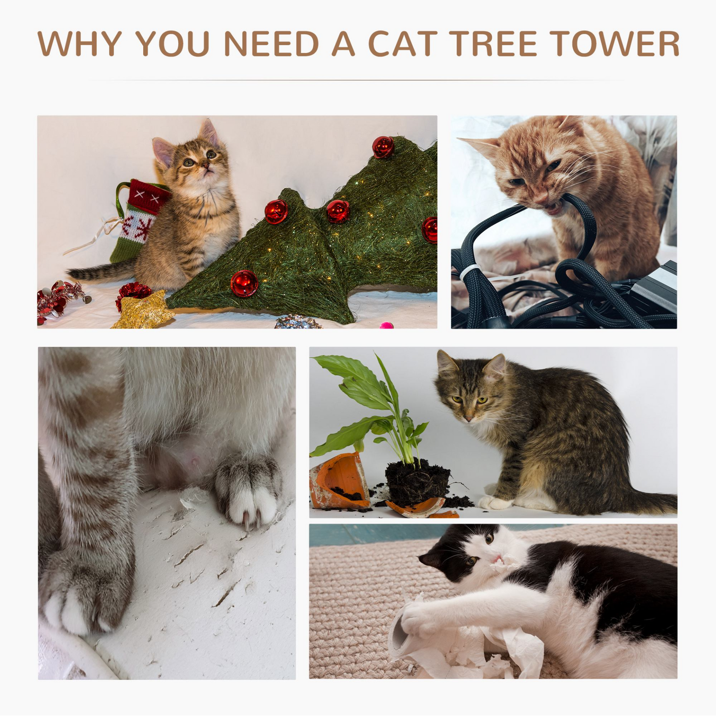 PawHut Cat Tree for Indoor Cats Kitty Scratcher Kitten Activity Centre & Scratching Post