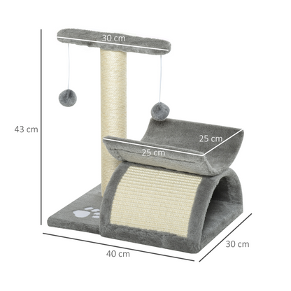 Pawhut Cat Tree for Indoor Cats Scratching Post Kitten Scratcher Kitty Activity Play Center Sisal Rotatable Top Bar Tunnel Dangling Ball Light Grey