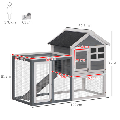 PawHut 2 Tier Rabbit Hutch Outdoor, Wooden Hutch - Small Animal House