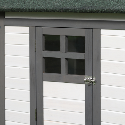 PawHut Chicken Coop with Run Hen House Poultry Coops Cages Pen Outdoor Backyard with Nesting Box 196 x 76 x 97cm Grey