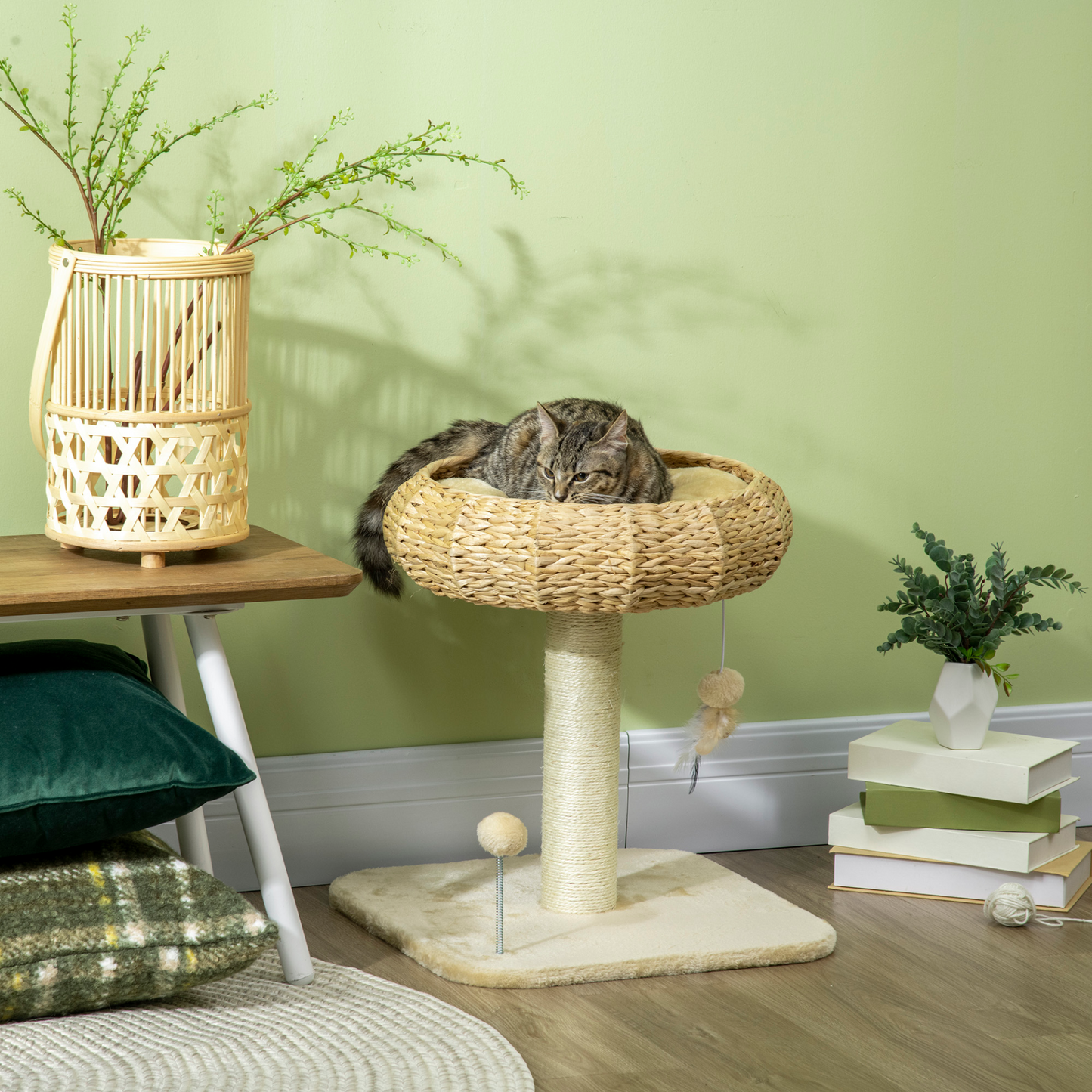 PawHut Cat Tree Kitty Activity Centre, Cat Climbing Toy, Cat Tower With Toy Ball, Scratching Post