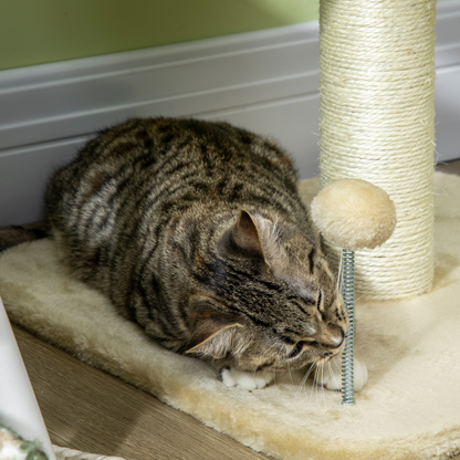 PawHut Cat Tree Kitty Activity Centre, Cat Climbing Toy, Cat Tower With Toy Ball, Scratching Post