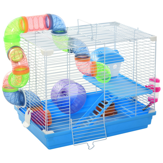 Pawhut 2 Tier Hamster Cage Carrier Habitat Small Animal House