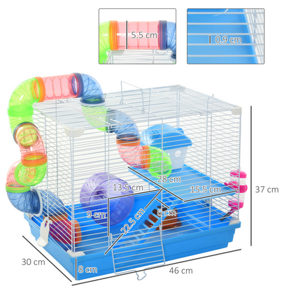 Pawhut 2 Tier Hamster Cage Carrier Habitat Small Animal House