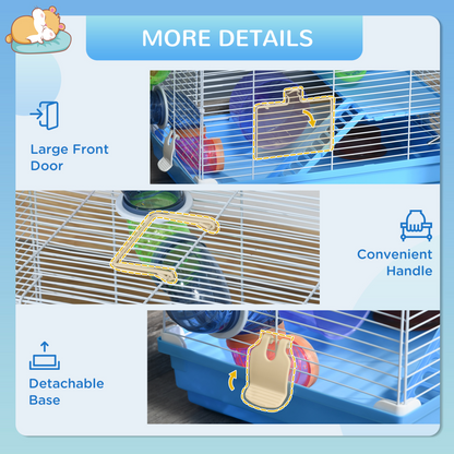 Pawhut 2 Tier Hamster Cage Carrier Habitat Small Animal House