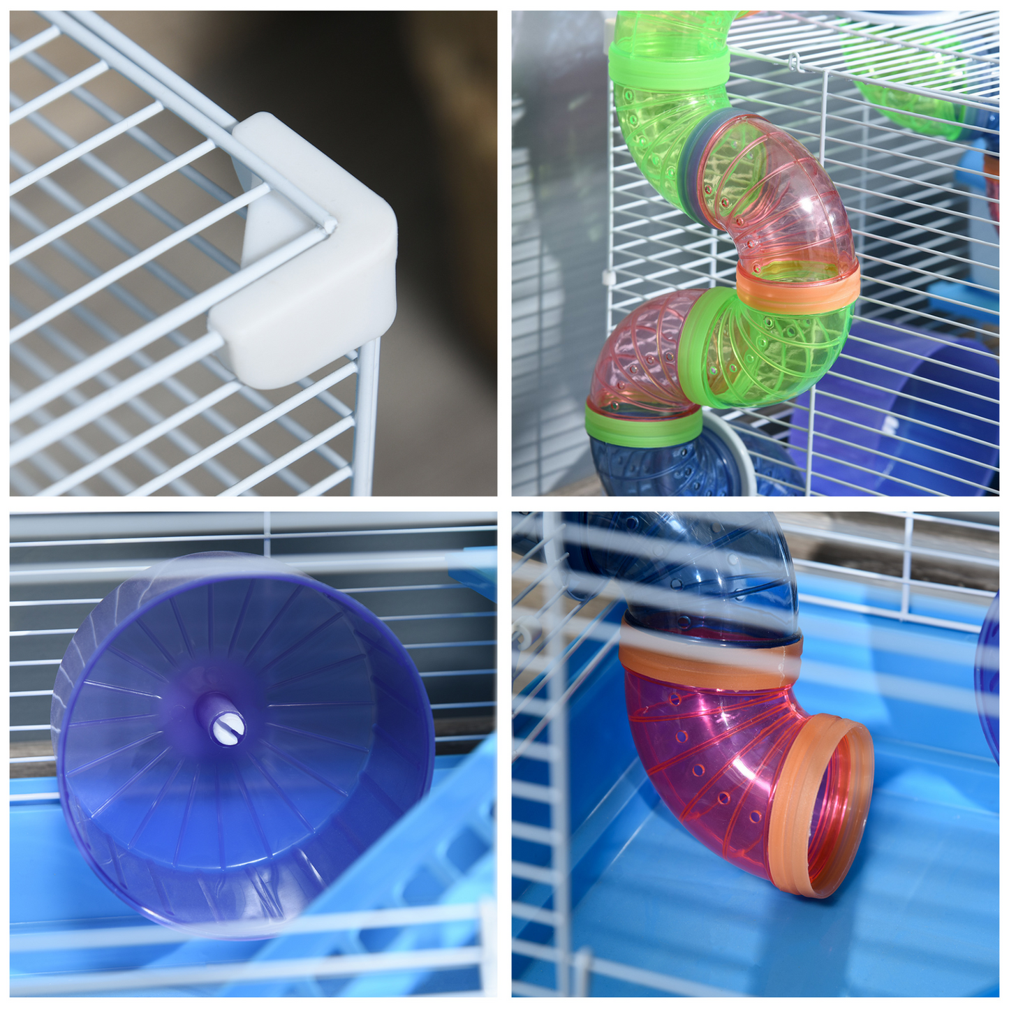 Pawhut 2 Tier Hamster Cage Carrier Habitat Small Animal House