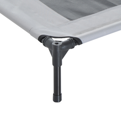 PawHut Raised Dog Bed Waterproof Elevated Pet Cot with Breathable Mesh UV Protection Canopy Grey, for Medium Dogs, 76 x 61 x 73cm