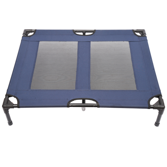 PawHut Raised Dog Bed Cat Elevated Lifted Puppy Pet Elevated Cot Portable Camping Basket – Blue (Large)