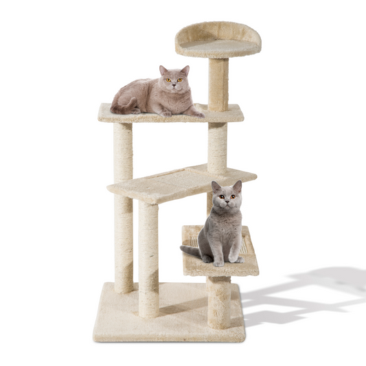 PawHut Cat Tree for Indoor Cats Kitten Scratch Scratching Scratcher Sisal Post Climbing Tower Activity Centre Beige