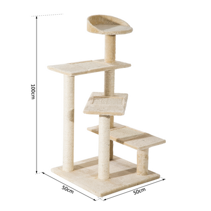 PawHut Cat Tree for Indoor Cats Kitten Scratch Scratching Scratcher Sisal Post Climbing Tower Activity Centre Beige