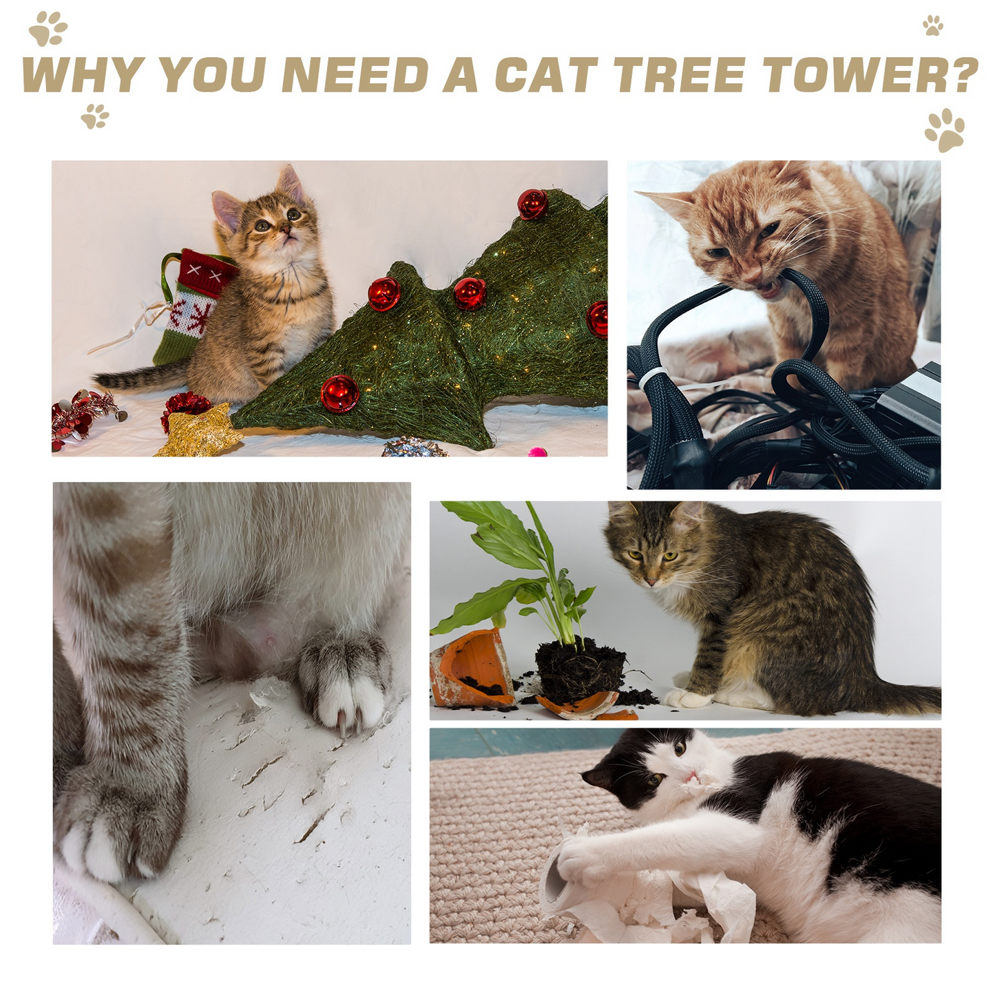 PawHut Cat Tree for Indoor Cats Kitten Scratch Scratching Scratcher Sisal Post Climbing Tower Activity Centre Beige