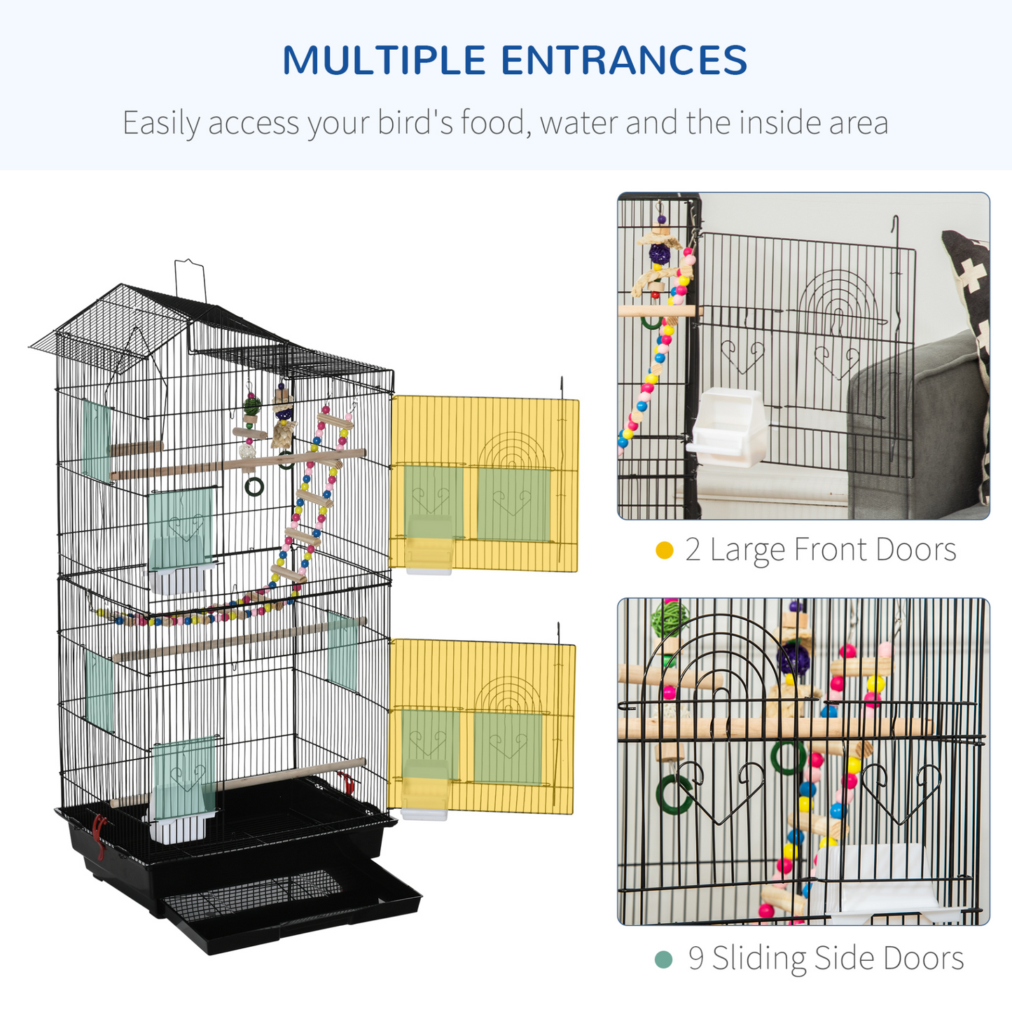 PawHut Cage with Toy & Tray