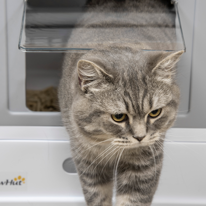 PawHut Hooded Cat Litter Box, Portable Pet Toilet w/ Tray, Scoop, Front Entry, 47.5 x 35.5 x 36.7cm - Grey