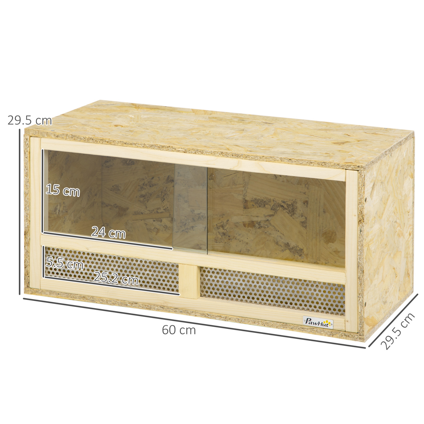 PawHut Reptile Terrarium Vivarium, Climbing Pet Containers, Reptile Habitat w/ Transparent Sliding Doors, Breathable Mesh, for Lizards, Horned Frogs, Snakes and Chameleons