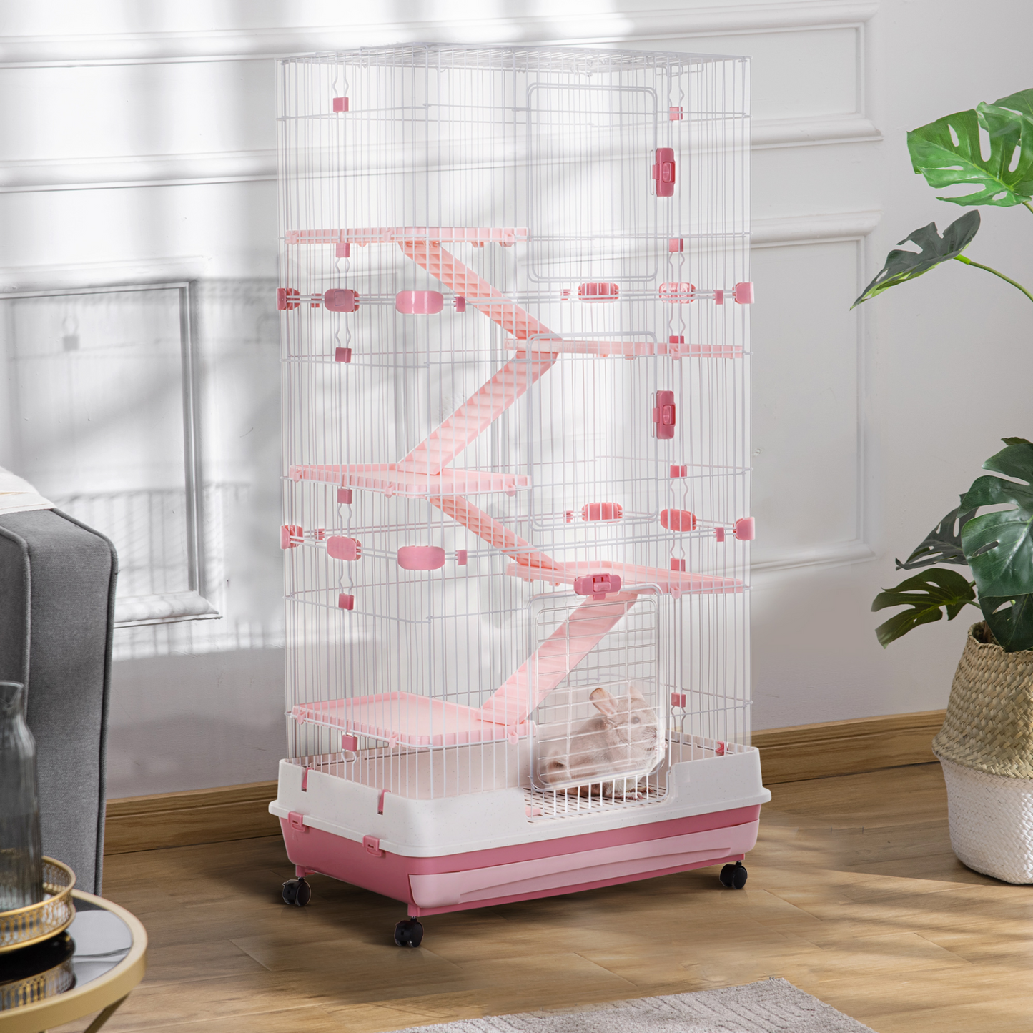 PawHut 6-Level Small Animal Cage & Indoor Bunny House