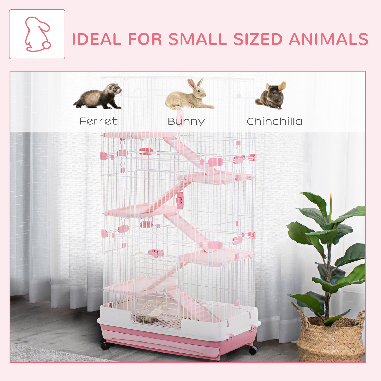 PawHut 6-Level Small Animal Cage & Indoor Bunny House