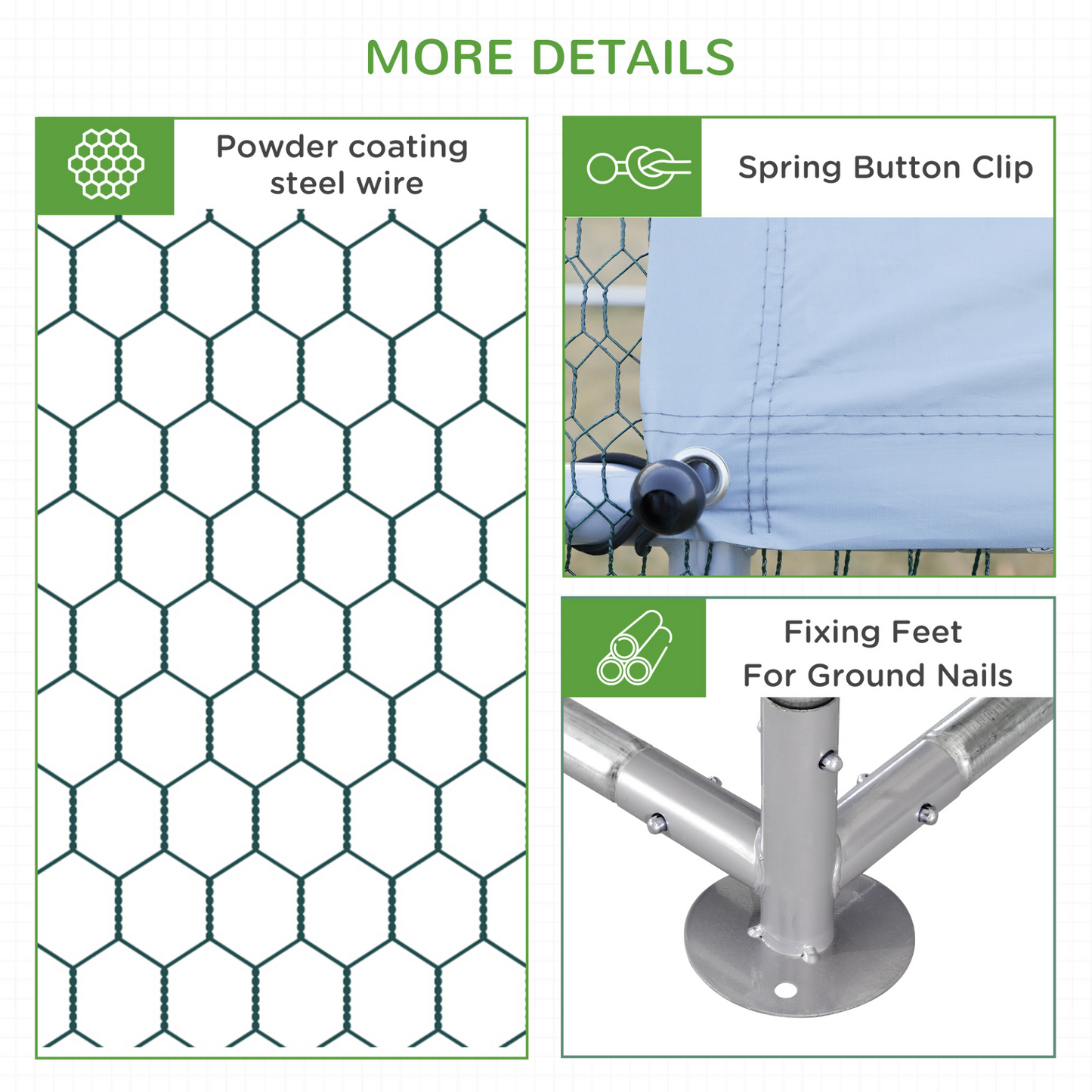 PawHut Walk In Chicken Run, Galvanised Chicken Coop, Outdoor Hen House Poultry, Duck Rabbit Hutch, for Backyard w/ Roof, 4 x 3 x 2m