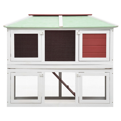 vidaXL Animal Rabbit Cage Double Floor Red Wood