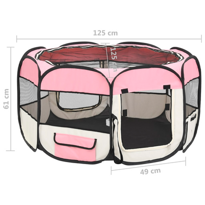 Foldable Dog Playpen with Carrying Bag Pink