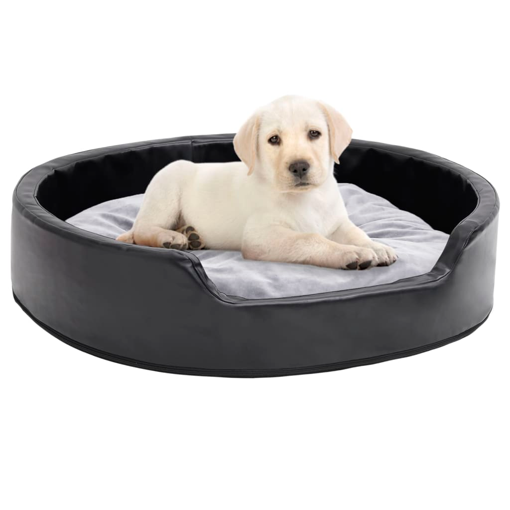 vidaXL Dog Bed Black and Grey 79x70x19 cm Plush and Faux Leather