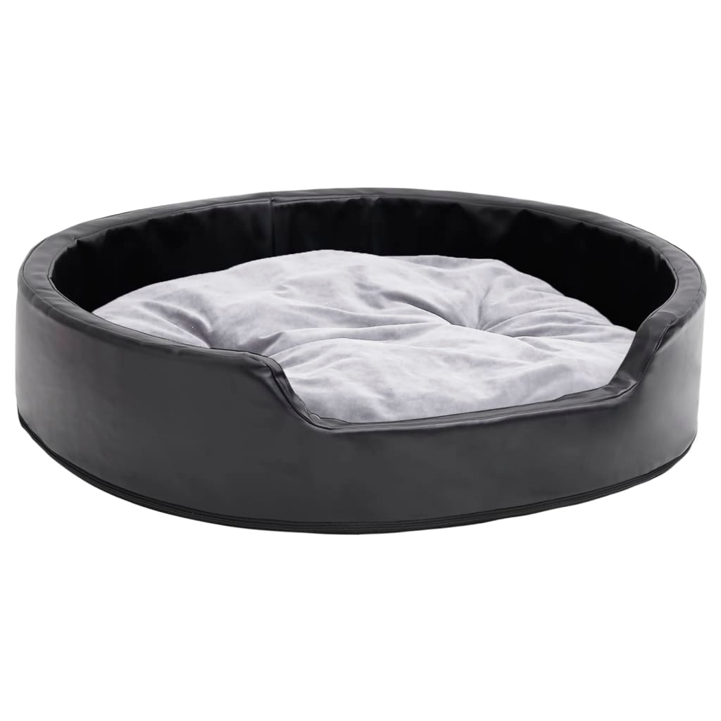 vidaXL Dog Bed Black and Grey 79x70x19 cm Plush and Faux Leather