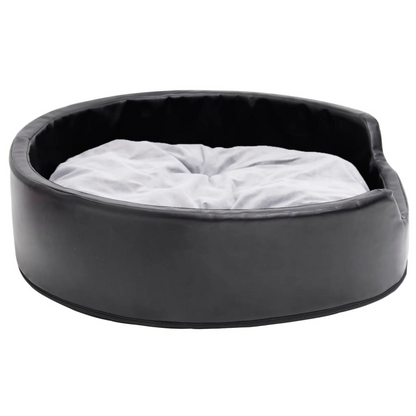 vidaXL Dog Bed Black and Grey 79x70x19 cm Plush and Faux Leather