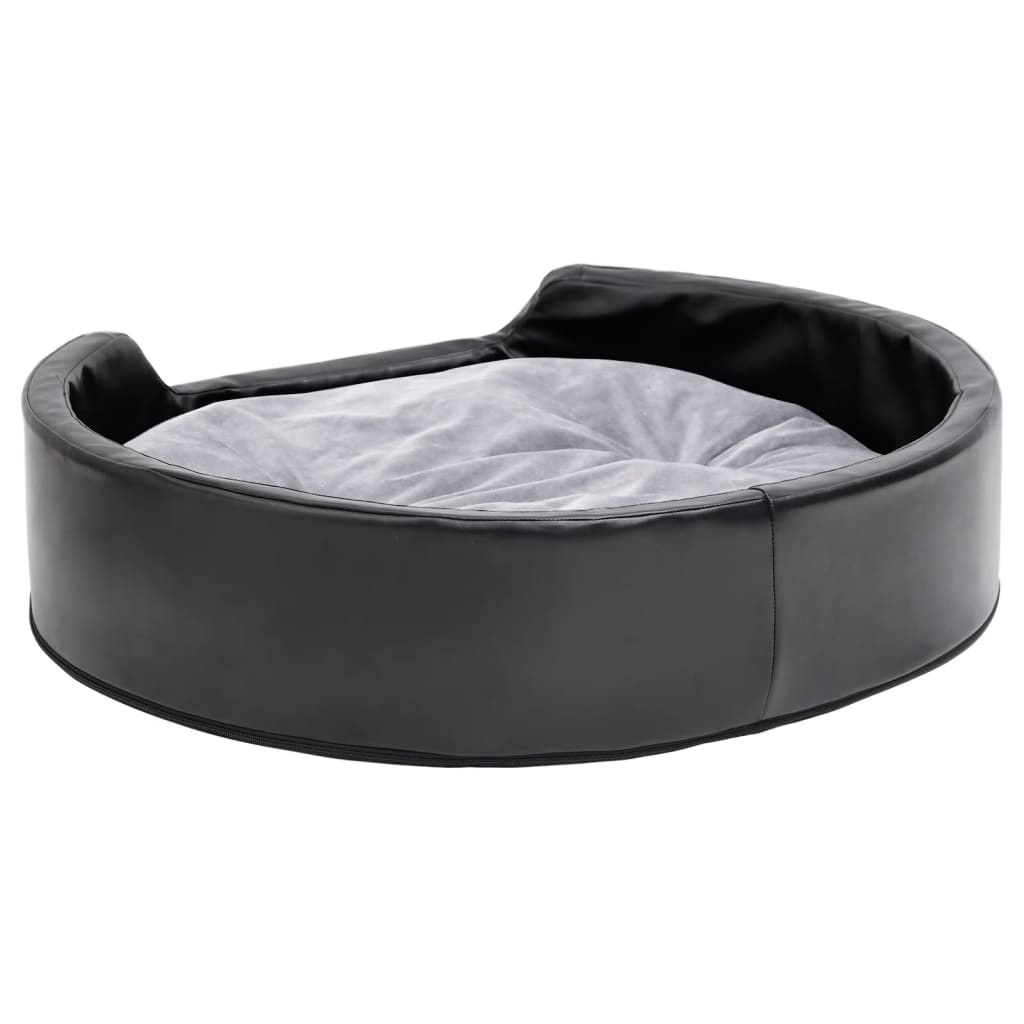 vidaXL Dog Bed Black and Grey 79x70x19 cm Plush and Faux Leather