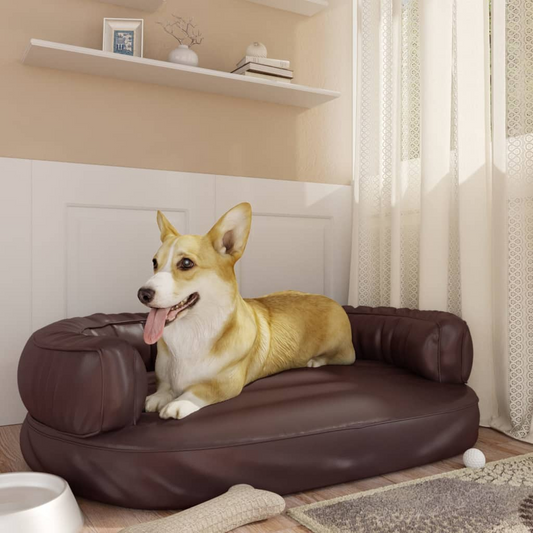 Dog Bed Brown Faux Leather- Ergonomic Foam