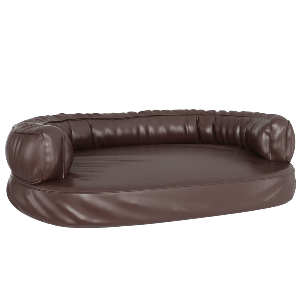 Dog Bed Brown Faux Leather- Ergonomic Foam