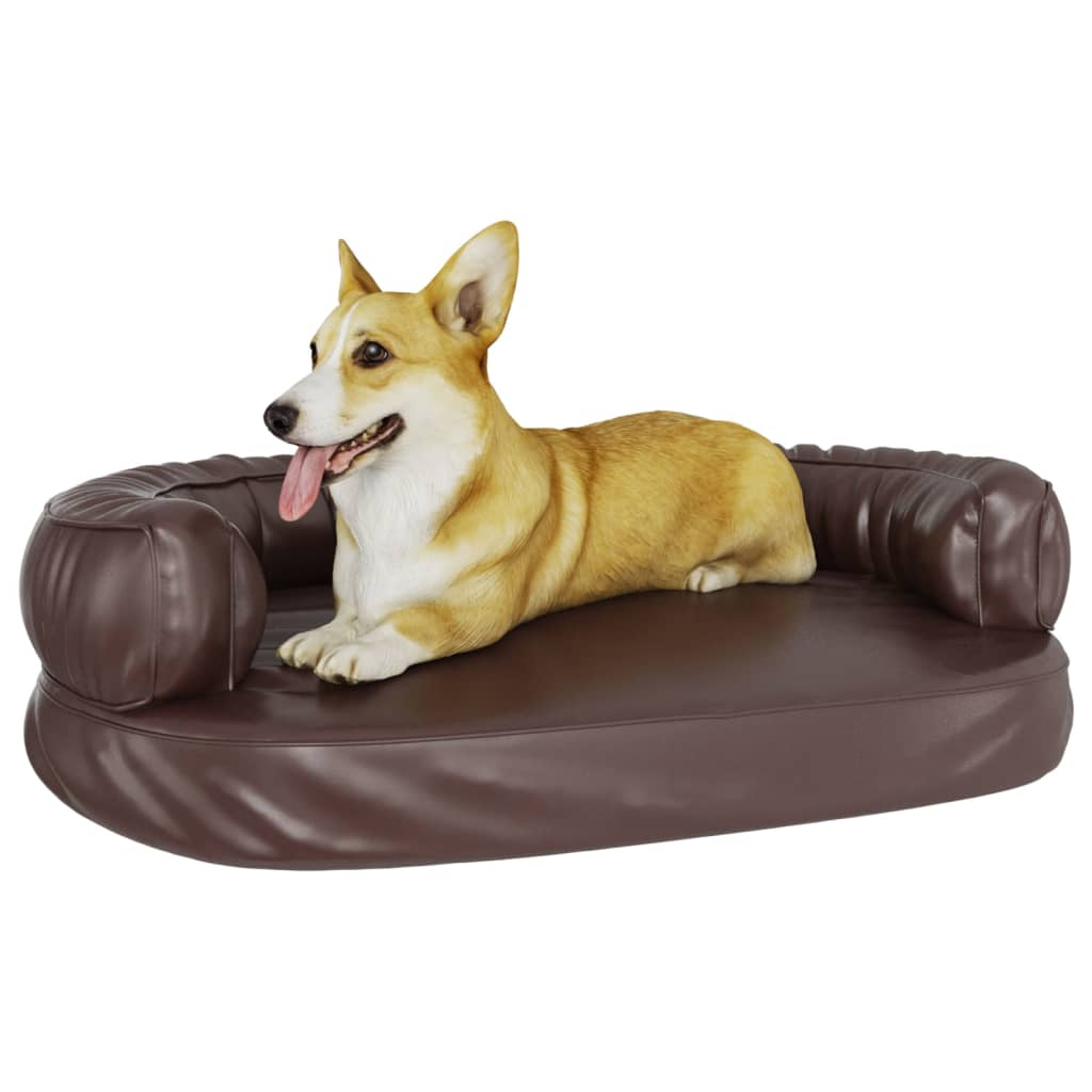 Dog Bed Brown Faux Leather- Ergonomic Foam