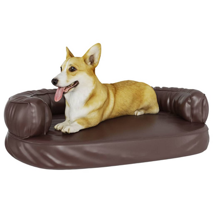 Dog Bed Brown Faux Leather- Ergonomic Foam