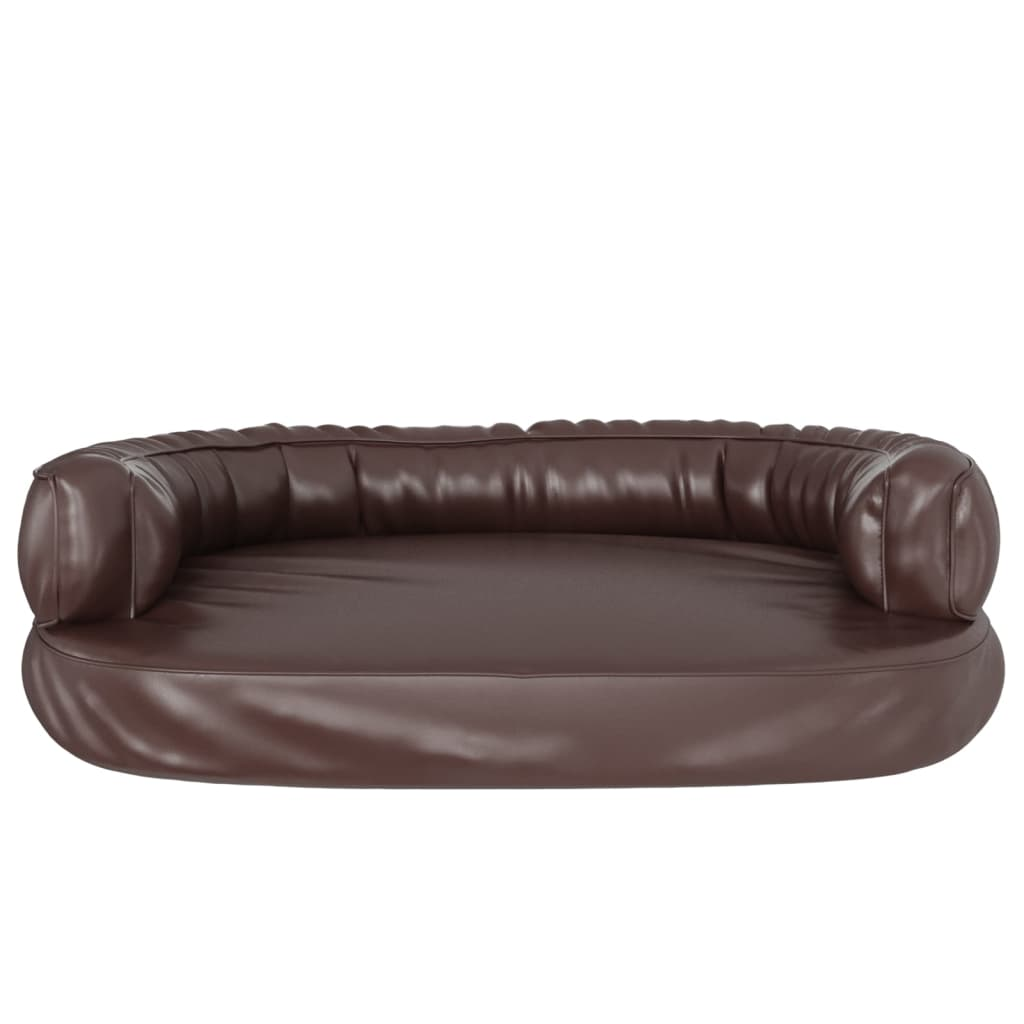 Dog Bed Brown Faux Leather- Ergonomic Foam