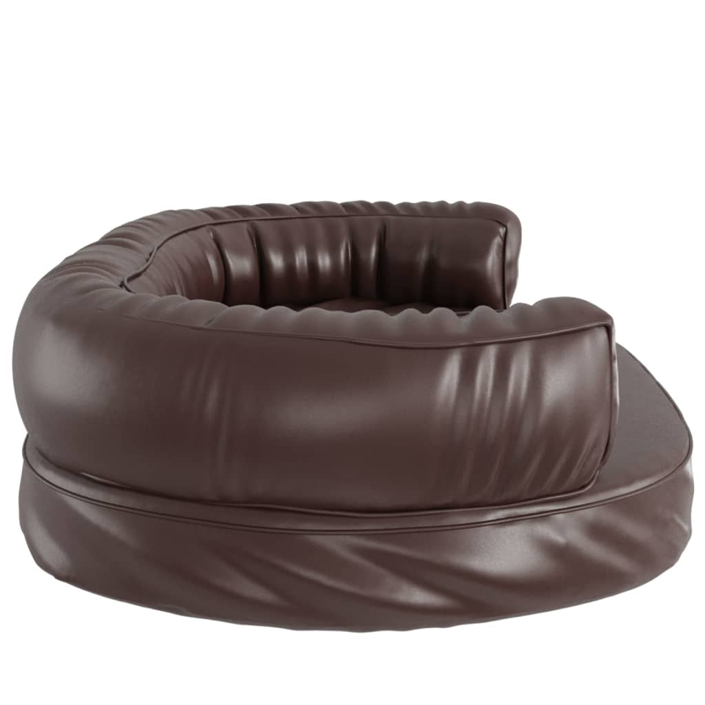 Dog Bed Brown Faux Leather- Ergonomic Foam