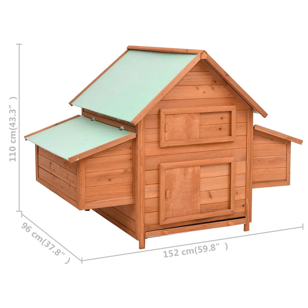 vidaXL Chicken Coop 152x96x110 cm Solid Firwood