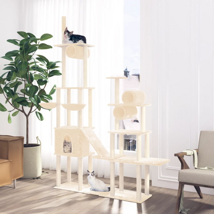 vidaXL Cat Tree with Sisal Scratching Posts Cream 279 cm