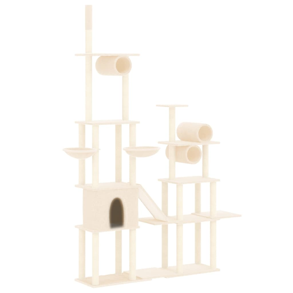 vidaXL Cat Tree with Sisal Scratching Posts Cream 279 cm
