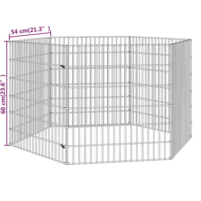 vidaXL Free Range Animal Enclosure 6-Panel 54x60 cm Galvanised Iron