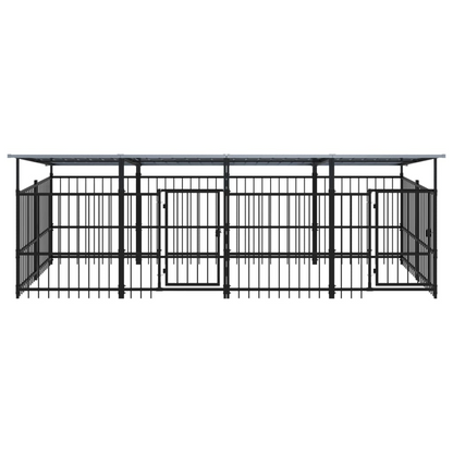 vidaXL Outdoor Dog Kennel with Roof Steel 7.51 m²