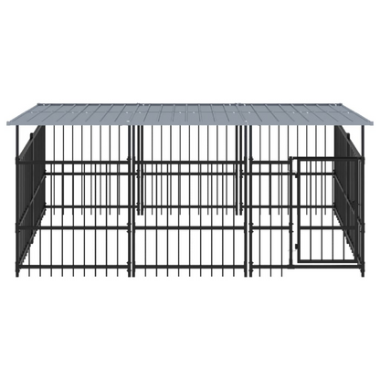 vidaXL Outdoor Dog Kennel with Roof Steel 5.63 m²