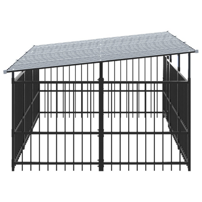 vidaXL Outdoor Dog Kennel with Roof Steel 5.63 m²