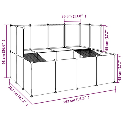 vidaXL Small Animal Cage Black 143x107x93 cm PP and Steel