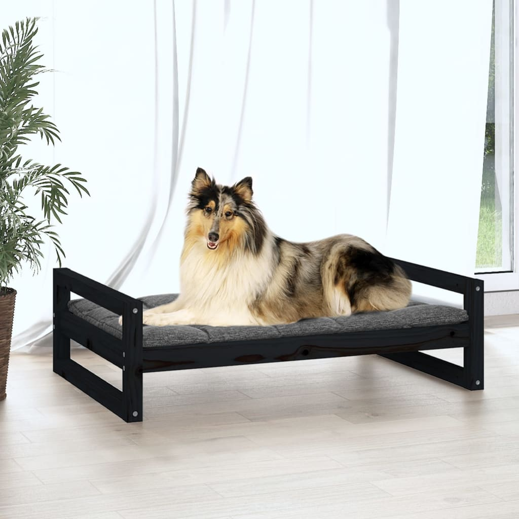 vidaXL Dog Bed Black 95.5x65.5x28 cm Solid Pine Wood