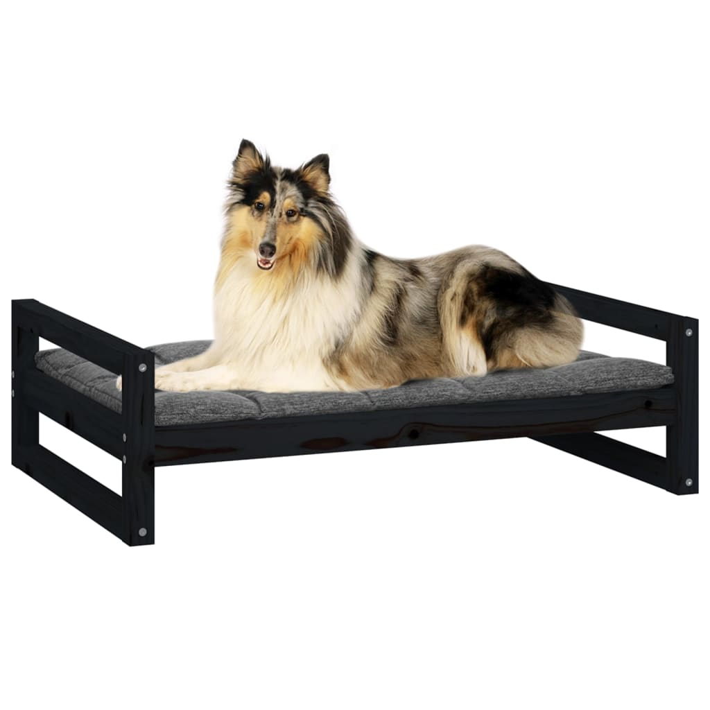 vidaXL Dog Bed Black 95.5x65.5x28 cm Solid Pine Wood