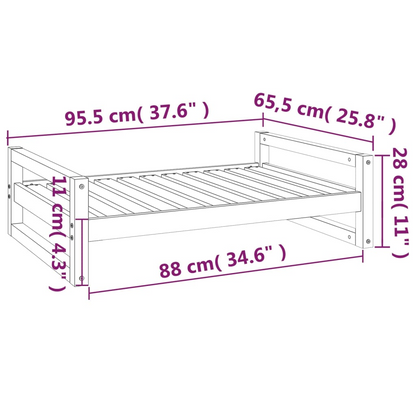 vidaXL Dog Bed Black 95.5x65.5x28 cm Solid Pine Wood