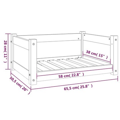 vidaXL Dog Bed White 65.5x50.5x28 cm Solid Pine Wood