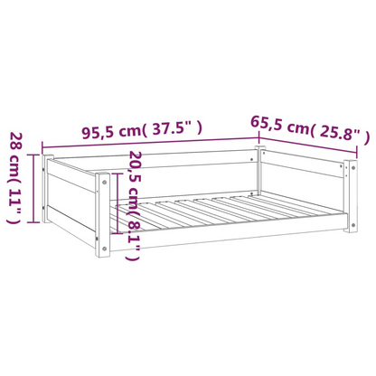 vidaXL Dog Bed 95.5x65.5x28 cm Solid Pine Wood