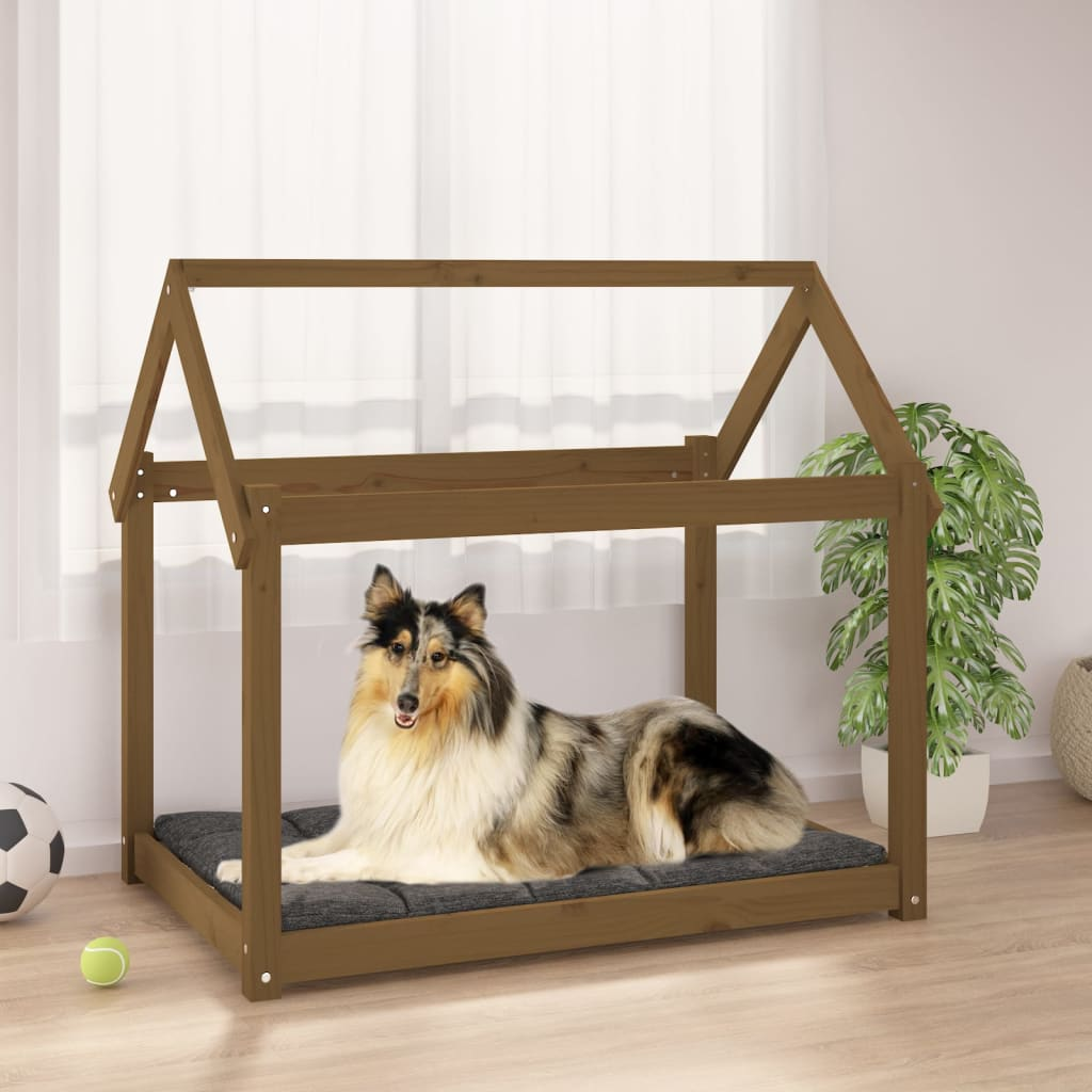 vidaXL Dog Bed Honey Brown 101x70x90 cm Solid Wood Pine