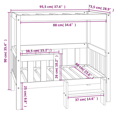 vidaXL Dog Bed 95.5x73.5x90 cm Solid Wood Pine